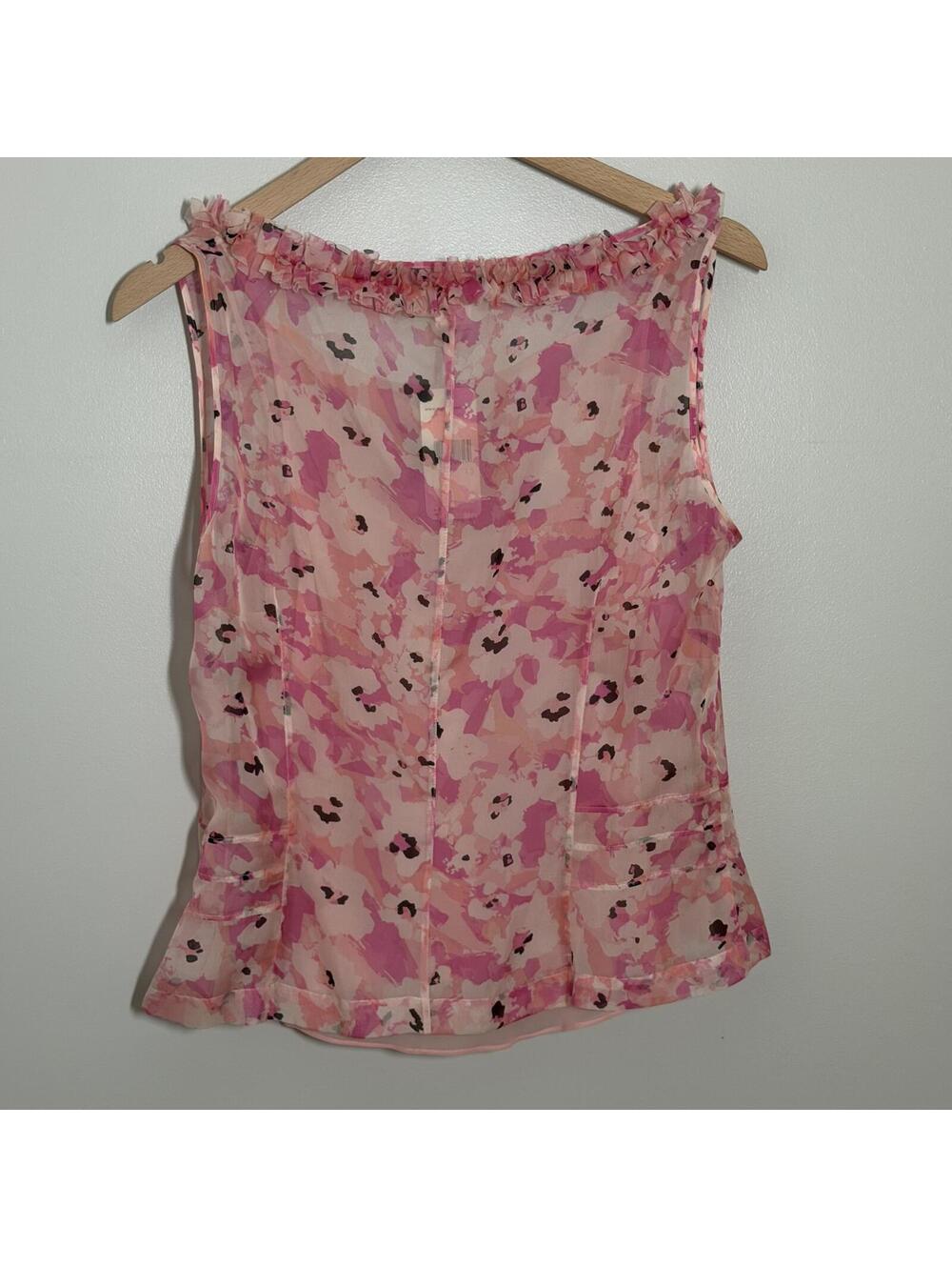 Sigrid Olsen Pink Floral Sleeveless Chiffon Blouse Top Women's Size 12 NWT - Picture 6 of 6